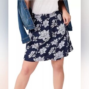 Ellos Purple Floral On Blue Floral Paper Bag Waist Skort Size 20 (6051)
